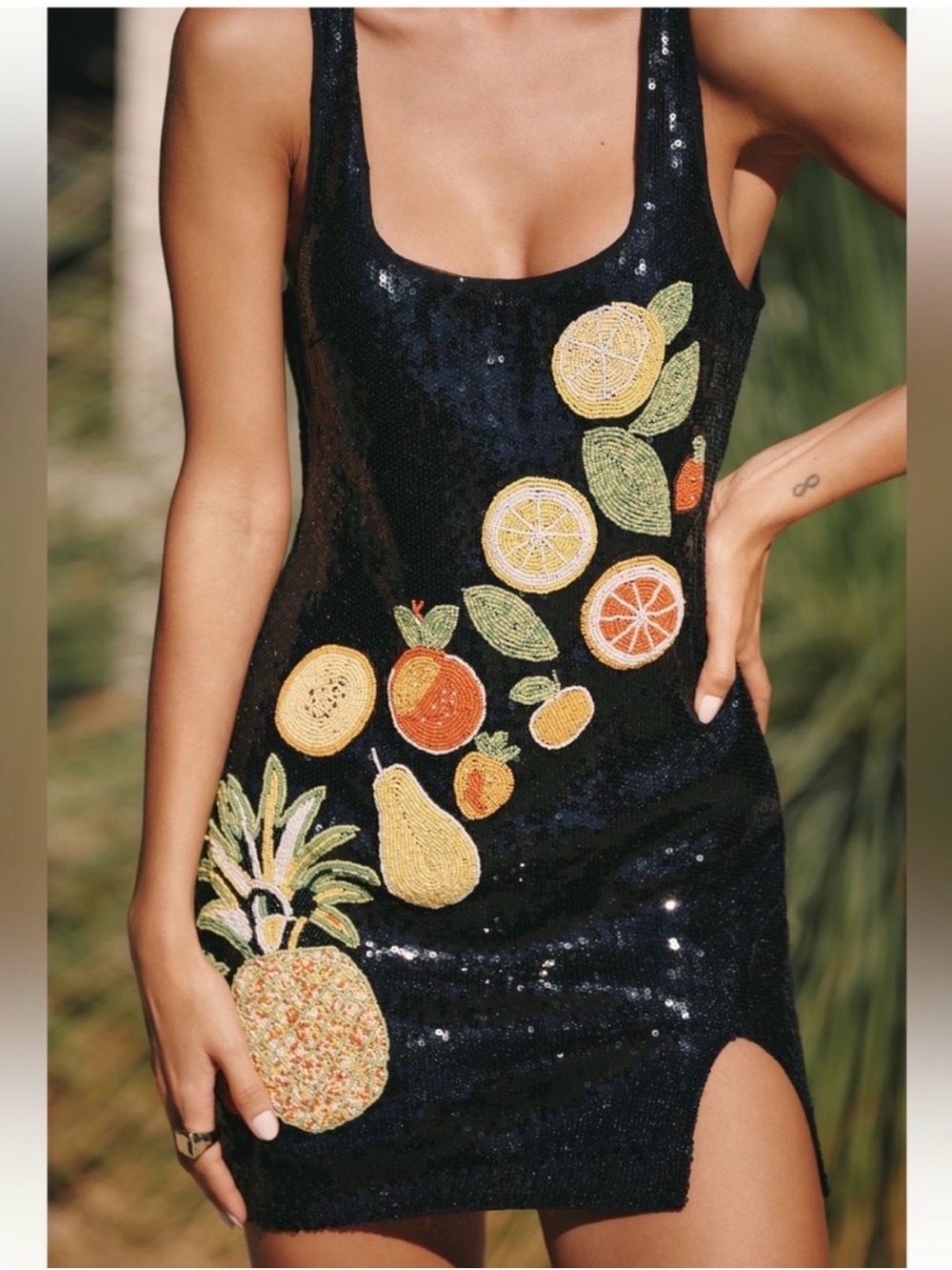 Celandine Anthropologie Fruit Cocktail Beaded Mini Dress